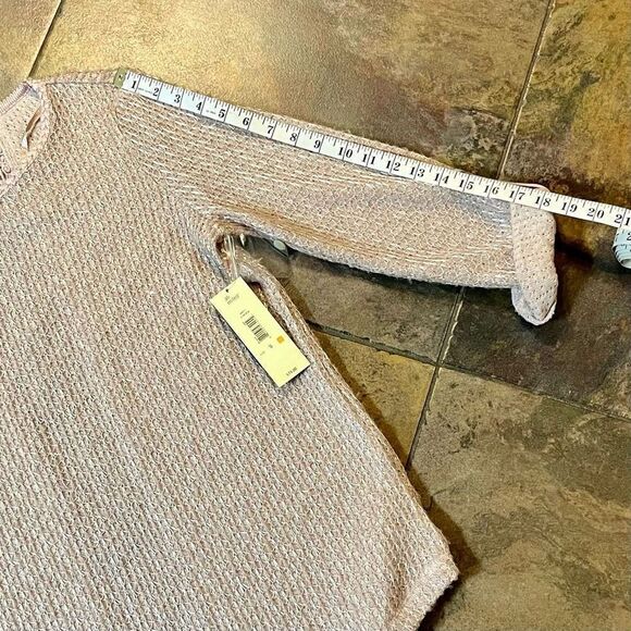 NWT Ali Miles Sparkle Blush 3/4 Sleeve Embroidered Sweater Sheer Back Small - Picture 6 of 14